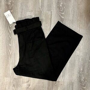 Zara High Rise Belted Cargo Pants - Black